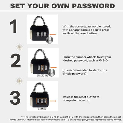 Small Combination Lock, 3 Digit Combo Luggage Locks, Travel Lock with Code, Small Padlocks for Suitcase, Backpack, Zipper, Bag, Tool Box, Diary, Mini Locker (Black+Blue, 2-Pack) - color: Black+Blue