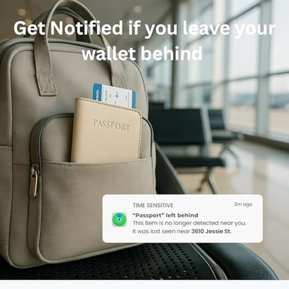 Travel Passport Holder, Wireless Charging Tracker, iOS Only – Black - color: Black