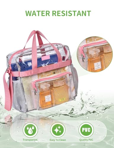 Bagenius Clear Tote Bag, 12x5.5x12 Inches Satchel Bag Stadium Approved - color: Pink