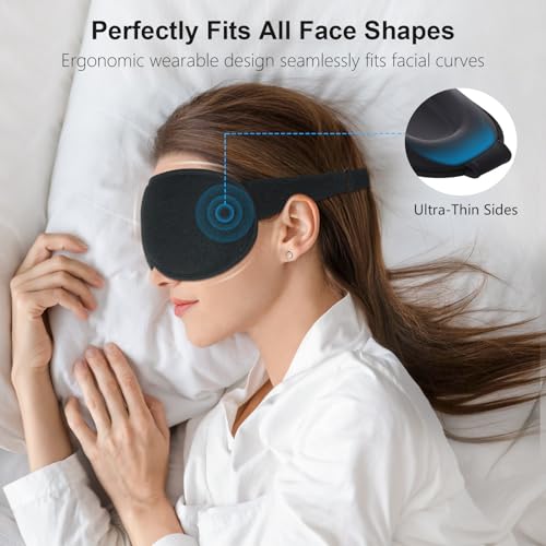 Gritin 100% Blackout Sleep Eye Mask for Women Men, Zero Pressure Sleep Mask - color: Black