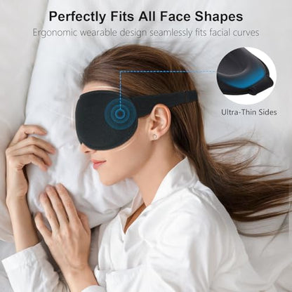 Gritin 100% Blackout Sleep Eye Mask for Women Men, Zero Pressure Sleep Mask - color: Black