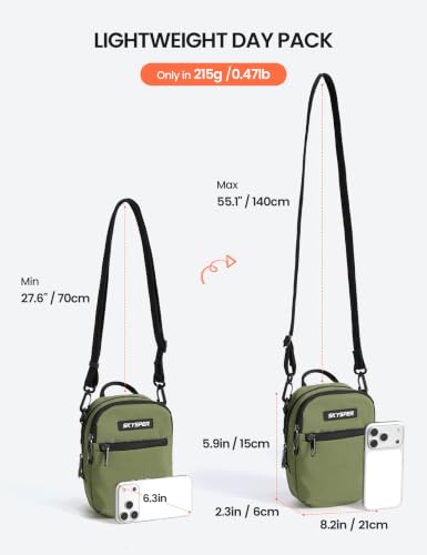 SKYSPER Small Anti Theft Crossbody Sling Bag RFID Cross Body Bag Travel Shoulder Daypack - color: Armygreen