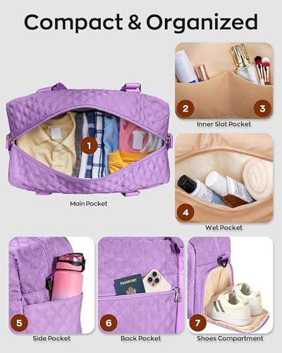 Personalized Dance Bag for girls 8-10 10-12, Kids weekender travel bag - color: purple, style: M