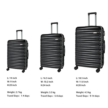 Luggage Sets 3 Piece(20/24/28)-Suitcase Set- Luggage with Wheels-PC + ABS Durable Lightweight Rotating hardshell suitcase 5PCS (Black)… - color: 5pcs Black, size: 20/24/28