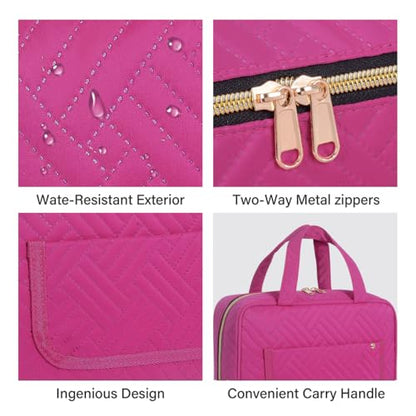 Hanging Toiletry Bag for Women Cosmetic Toiletries Travel Bag,Red - color: Rose Red