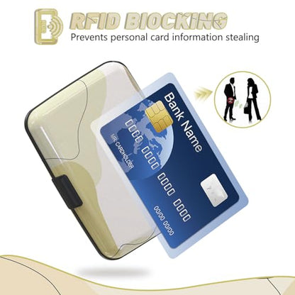 Credit Card Holder, Beige Mini RFID Aluminum Card Wallet Business Card Case - color: Art Modern Brown