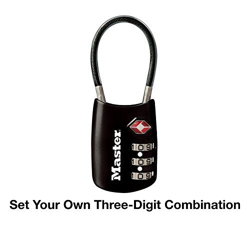 Master Lock 4688D Accepted Set Your Own Combination TSA Approved Luggage Lock, 1 Pack, Black - color: Black, size: 1 Pack
