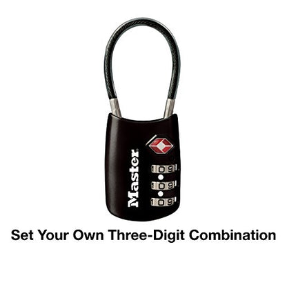 Master Lock 4688D Accepted Set Your Own Combination TSA Approved Luggage Lock, 1 Pack, Black - color: Black, size: 1 Pack