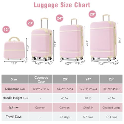 Carry on Luggage with Wheels 4 Piece Hardshell Suitcase Set Spinner,A6 - color: A6
