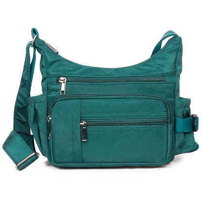 VOLGANIK ROCK RFID Anti Thief Crossbody Bag for Women Waterproof Shoulder Bag Messenger Bag Casual Nylon Purse Handbag - color: Lake Blue