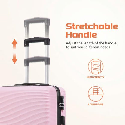 Rosamo 3 Piece Luggage Sets, Lightweight Hardside, TSA Lock, Spinner Wheels (Pink) - color: Pink