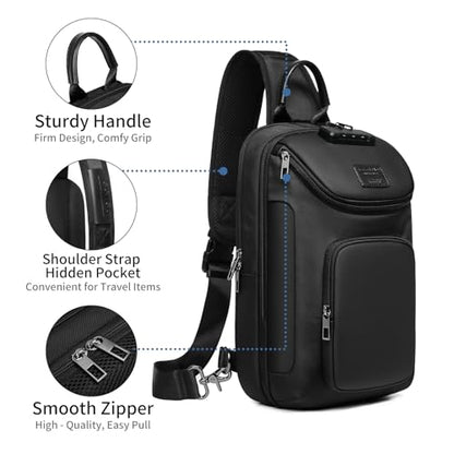 reeyee Sling Crossbody Bag Men, Travel Hiking Shoulder Chest Bag Backpack - color: Blue