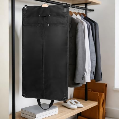 Univivi 43 Inch Garment Bags for Travel, Heavy Duty Suit Travel Bag, Black