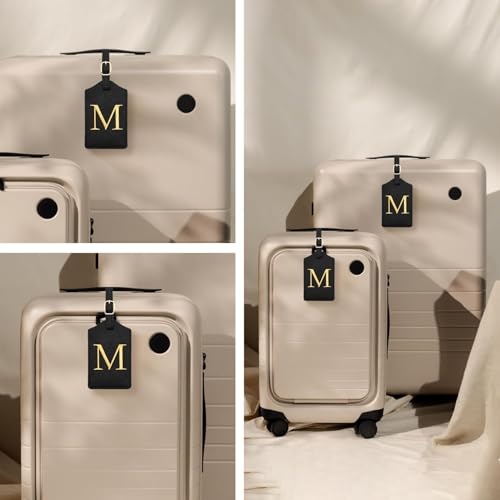 Luggage Tag PU Leather for Suitcase Baggage Handbag Travel Bag Label Suitcase Tag Label Tag w. Name Card & Privacy Cover (M) - style: M