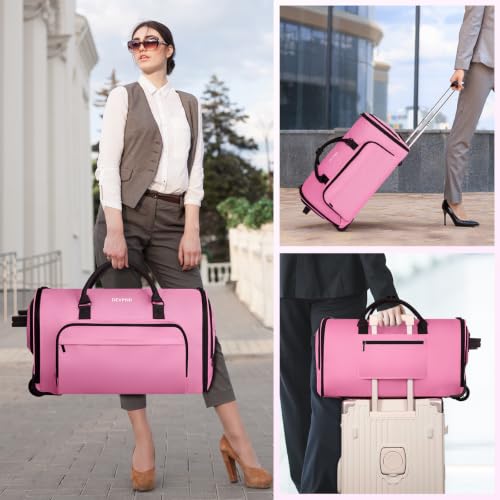 DEVPNR Rolling Garment Bags for Travel 59L, Pink - color: Pink