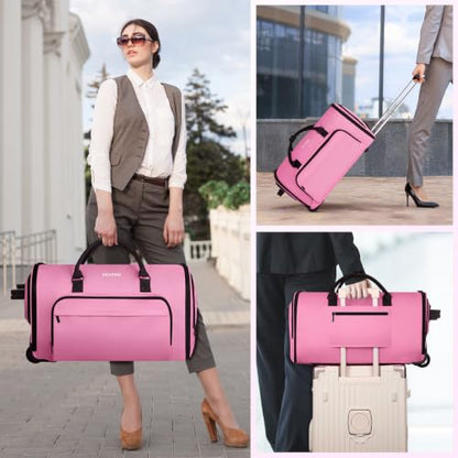 DEVPNR Rolling Garment Bags for Travel 59L, Pink - color: Pink