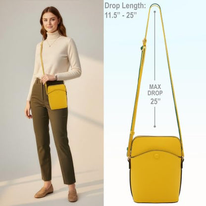 Solene Small Crossbody Bag with Gold Hardware, Mini Shoulder Purse with Adjustable Strap - color: Yellow