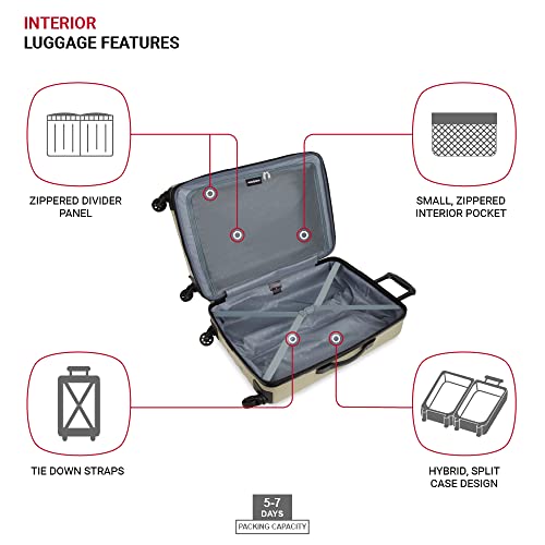 SwissGear 8018 Expandable Luggage, Hard Shell Medium Luggage with Spinner Wheels - color: Sand, size: Checked-Medium 24-Inch