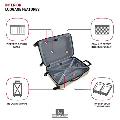SwissGear 8018 Expandable Luggage, Hard Shell Medium Luggage with Spinner Wheels - color: Sand, size: Checked-Medium 24-Inch