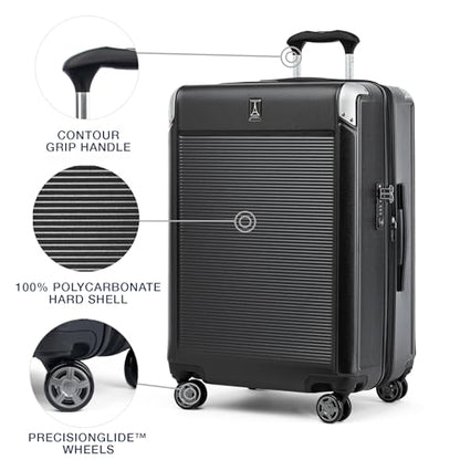 Travelpro Platinum Elite Hardside Checked Luggage, Black, 25-Inch - color: Shadow Black, size: Checked- Medium 25-Inch