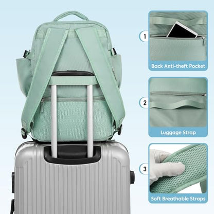 Travel Backpack,Carry on Flight Approved Daypack,Personal Item Bag - color: Green