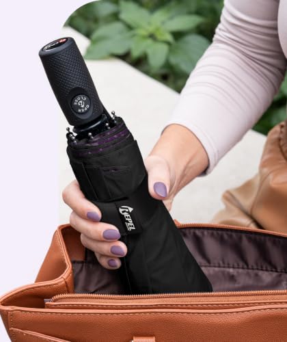 Windproof Travel Umbrella - Compact & Withstands Winds up to 100MPH, Strongest Premium Auto Folding Umbrella for Rain and Sun - Durable, Light & Portable for Women & Men, Fits Backpack & Cars - color: Starry Night