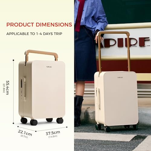 TUPLUS Balance 20" Wide Handle Suitcase Hardside Zipperless Luggage Brown | ABS PC Material,Dual Flat Design,Waterproof Laundry Bag,Silent Spinner Wheels,TSA Combination Lock,Weekend Trips - color: Hazelnut Almond, size: Carry-On 20''