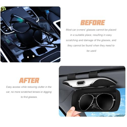 Zipelo 7.09 x 2.56 Inch Car Sun Visor Sunglasses Case, Gray - color: Gray