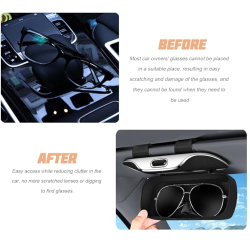Zipelo 7.09 x 2.56 Inch Car Sun Visor Sunglasses Case, Brown - color: Brown