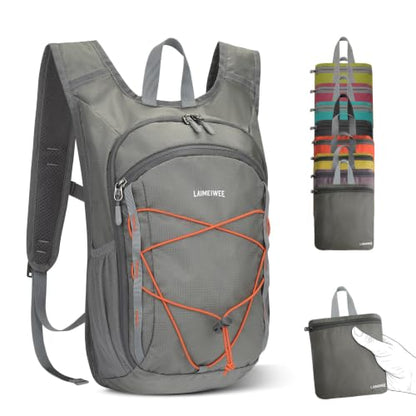Small Hiking Backpack 13L Lightweight Foldable Travel Daypack for Men Women - color: Light Grey