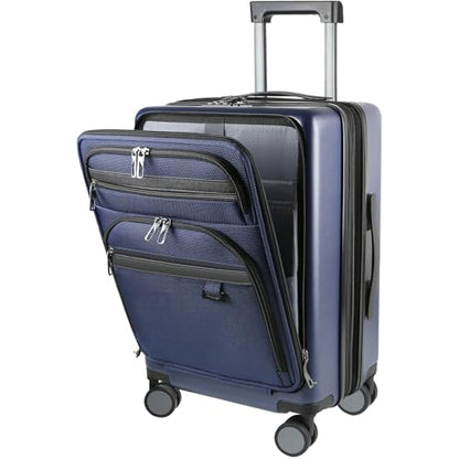 KROSER Hardside Expandable Carry On Luggage 22x14x9 Airline Approved With Front Business Pockets, 20 Inch Suitcases with Wheels, Carry on Suitcase with TSA Lock & USB Port, Navy - color: Navy