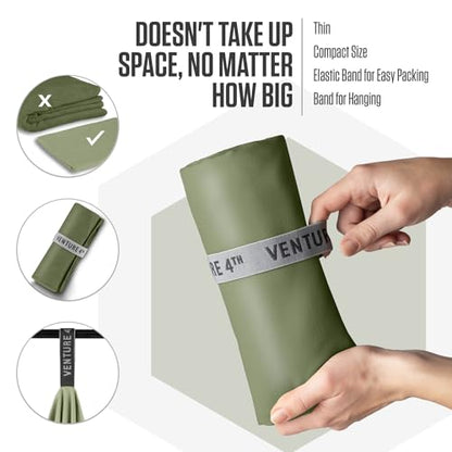 VENTURE 4TH Quick Dry Microfiber Towel for Camping & Gym - Army Green XL - color: Army Green, size: 72.00" x 31.50"