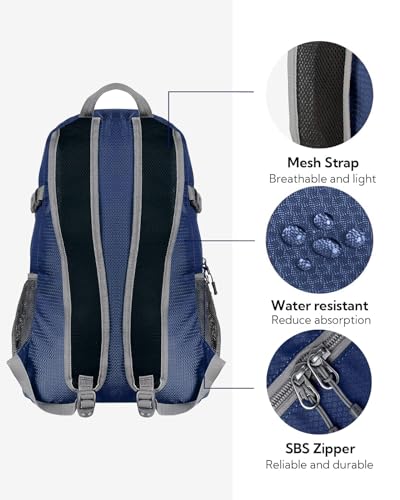 WATERFLY Small Lightweight Packable Backpack: 20l Hiking Daypack Man Woman - color: Dark Blue