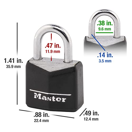 Master Lock 121T Padlock, Covered Aluminum Lock, 3/4 in. W, Black, 2-Count (Pack of 2) - size: 2 Count (Pack of 2)