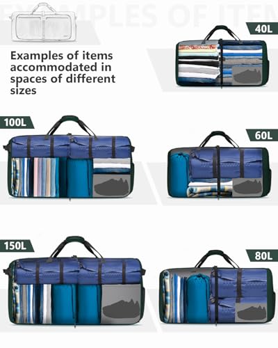 Gonex 150L Foldable Travel Duffle Bag with Shoe Compartment, Lightweight - color: Blackish Green, size: 150L