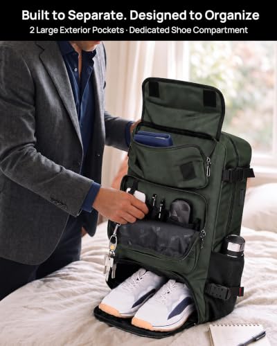 WITZMAN Carry on Travel Backpack for Men Airline Approved Fits 16" Laptop - color: 02.army Green