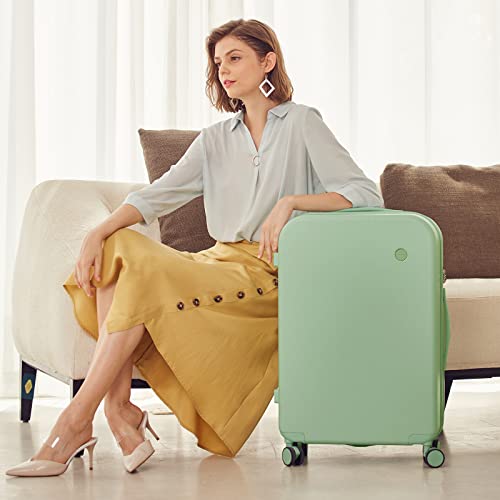 mixi Luggage Suitcase with Spinner Wheels, Hardside Rolling Suitcase PC with Cover & TSA Lock Lightweight Travel Case 26in Checked in, Avocado Green - color: Avocado Green, size: 26 Inch