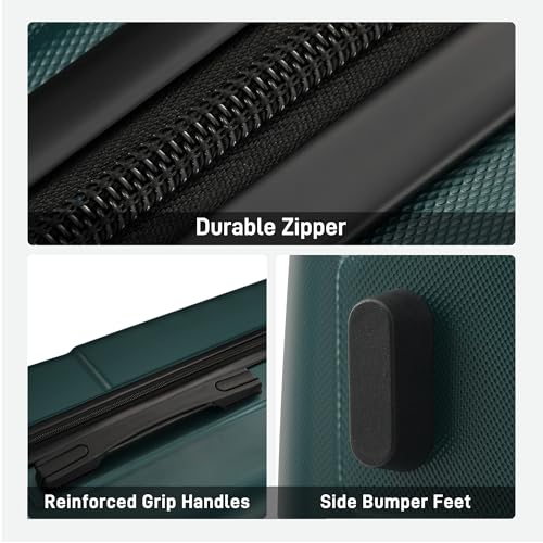 Merax Luggage Sets 3 Piece, Suitcases with Spinner Wheels,Dark Green - color: Dark Green, style: 3 Piece-20+24+28