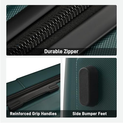 Merax Luggage Sets 3 Piece, Suitcases with Spinner Wheels,Dark Green - color: Dark Green, style: 3 Piece-20+24+28