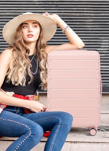 Merax Luggage Set, 3 Piece Hardside Suitcase Set, 20/24/28inch Luggage - color: Pink, style: 20/24/28