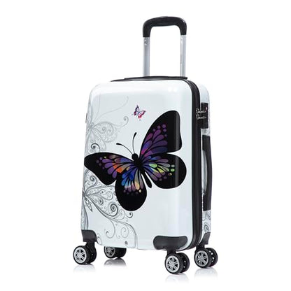 InUSA Butterfly Print 20-Inch Carry-On Hardside Spinner Luggage Travel - color: Butterfly, size: 20 Inch