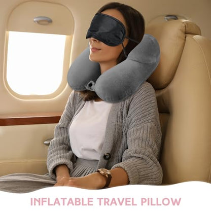 Sintuff 2 Pack Inflatable Travel Neck Pillow Airplane, Dark Gray,Light Pink - color: Dark Gray,light Pink