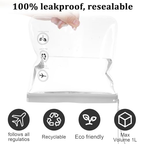 cobee 8 Pack TSA Approved Clear Toiletry Bags, Quart Size Carry on Airport - color: Gray