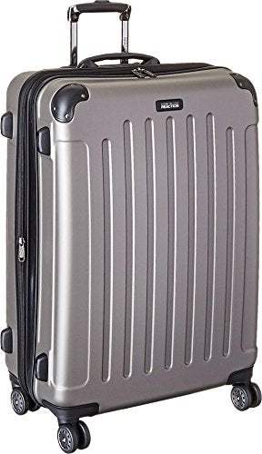 Kenneth Cole REACTION Renegade Luggage Expandable 8-Wheel Spinner Lightweight Hardside Suitcase, Silver, 28-Inch Checked - color: Silver, size: 28-Inch Checked