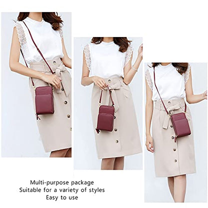 myfriday Small Cell Phone Crossbody Bag, Multi-pocket & 6 Card Slots - color: A-burgundy