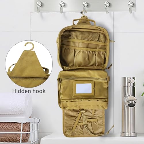 Hanging Toiletry Bag for Men,Men's Travel Essential,Travel Dopp Kit - color: Khaki