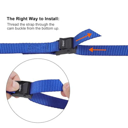 Ayaport Adjustable Lashing Straps with Buckles 0.75" x 6', 4 Pack - color: Blue, size: 0.75'' x 6'