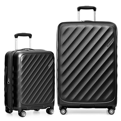 Traveler's Choice Elm 2PC Expandable Spinner Luggage Set - Matte Black - color: Matte Black, size: 2-Piece Set