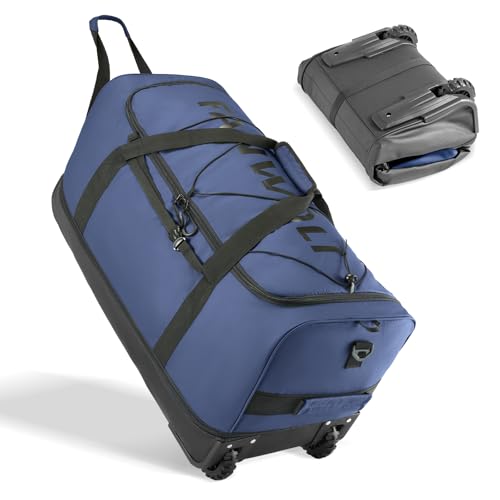 Fanwoli 120L Rolling Duffle Bag with Wheels, Foldable Travel Duffel - color: Blue