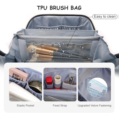 BOYATU Makeup Bag, Makeup Organizer, Toiletry Travel Bag for Women - Blue - color: C-1-Blue